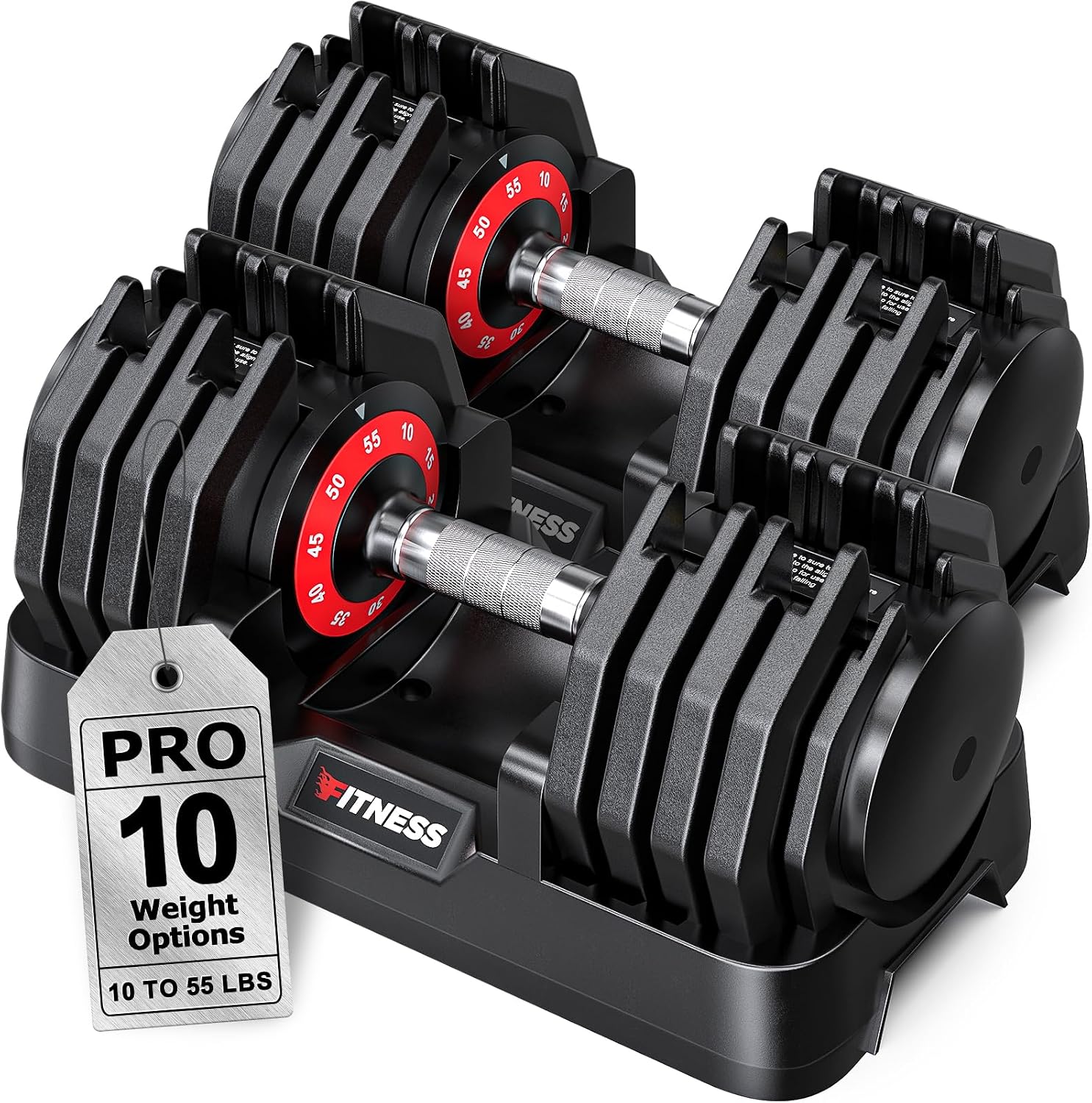 Rendpas Adjustable Dumbbells Set of 2, 5-in-1/10-in-1/16-in-1 Quick-Lock Hand Weights 25/55/80 lbs Pair, Anti-Slip Handle Free Weights Set for Home Gym Strength Training for Men Women