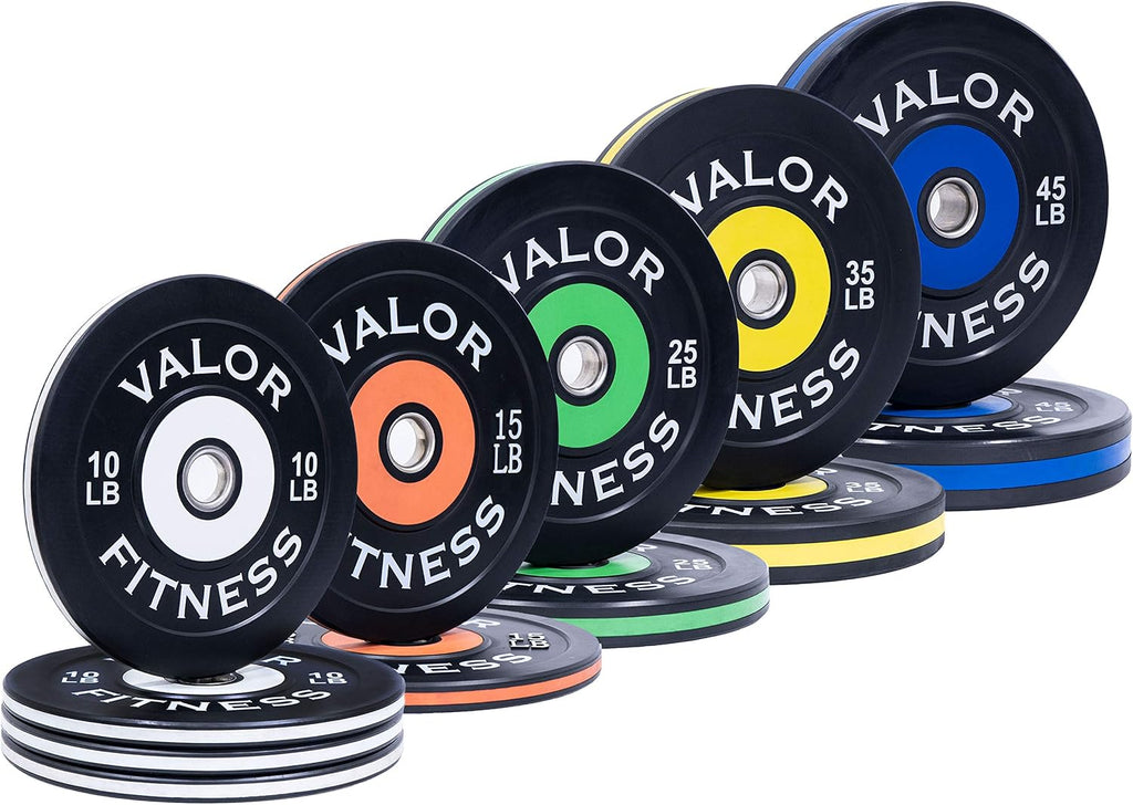 Valor Fitness Olympic Bumper Plate Pro - Weight Plates - Lifting Strength Conditioning Cross Training Workouts – Sold in Singles, Pairs, Sets - Workout Equipment
