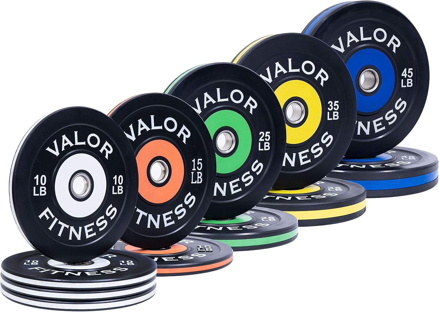 Valor Fitness Olympic Bumper Plate Pro - Weight Plates - Lifting Strength Conditioning Cross Training Workouts – Sold in Singles, Pairs, Sets - Workout Equipment