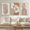 Large Framed Earth Tone Boho Abstract Wall Art for Living Room, 3 Piece Neutral Modern Paintings Prints Canvas Artwork for Walls, Bohemian Pictures Wall Decor for Bedroom Home Office, 20x30 Inch