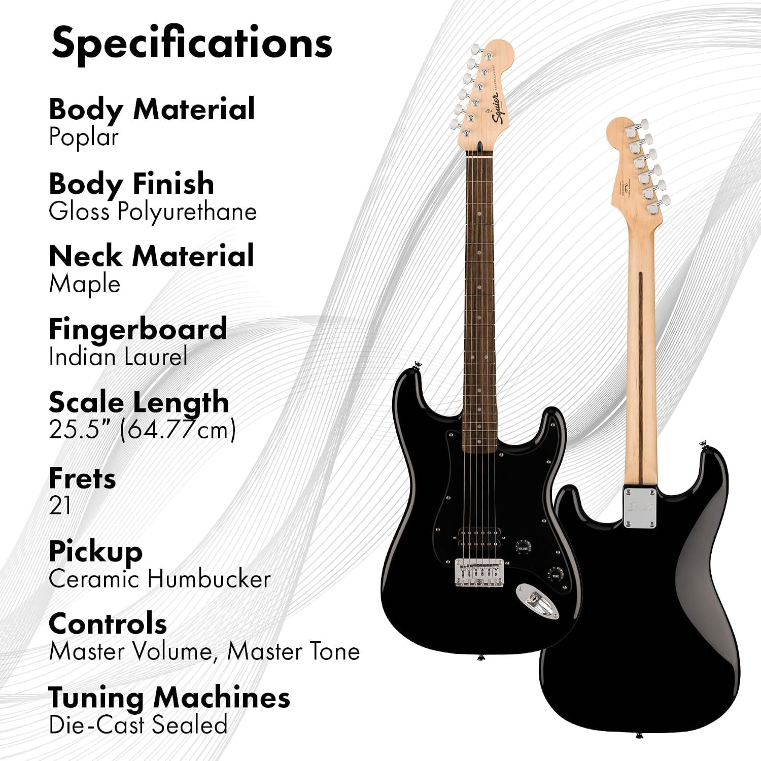Fender Squier Sonic Stratocaster HT H - Black Bundle with Frontman 10G Amp, Tuner, Strap, Cable, Picks, and Austin Bazaar Guitar DVD