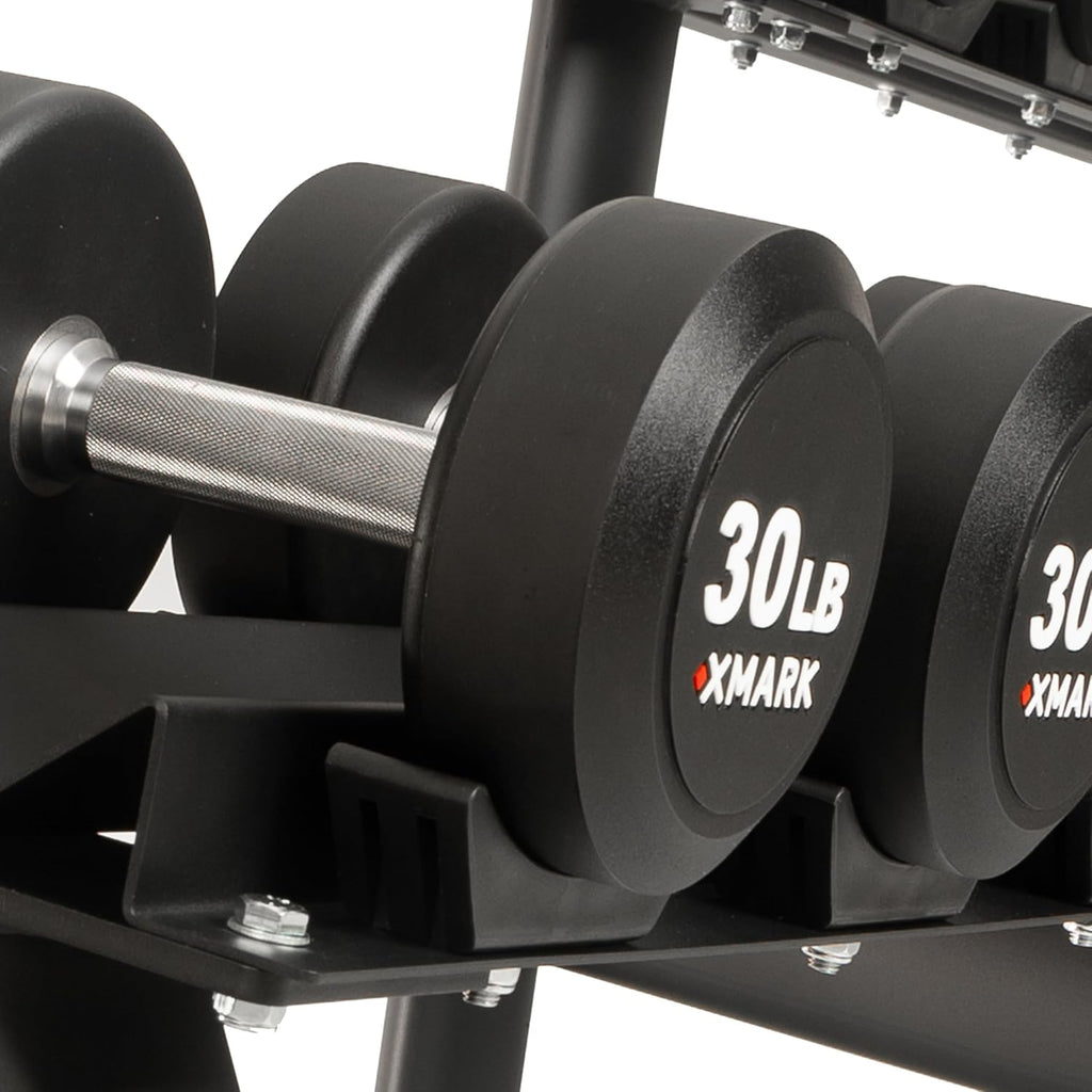 XMARK Dumbbell Weights Sets, 5-50lb and 5-75lb Dumbbell Sets, No Odor, Urethane Dumbbells, Commercial Gym and Home Gym Equipment