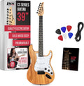 LyxPro CS 39' Electric Guitar Kit for Beginner, Intermediate & Pro Players with Guitar, Amp Cable, 6 Picks & Learner's Guide | Solid Wood Body, Volume/Tone Controls, 5-Way Pickup - Natural