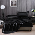 YOUR MOON 100% Mulberry Silk Sheets Set King Size 4 Pcs, 25 Momme Mulberry Silk Bed Sheets, Ultra Soft Luxury Bedding Sets, 1 Fitted Sheet, 1 Flat Sheet, 2 Pillow Shams (Black)