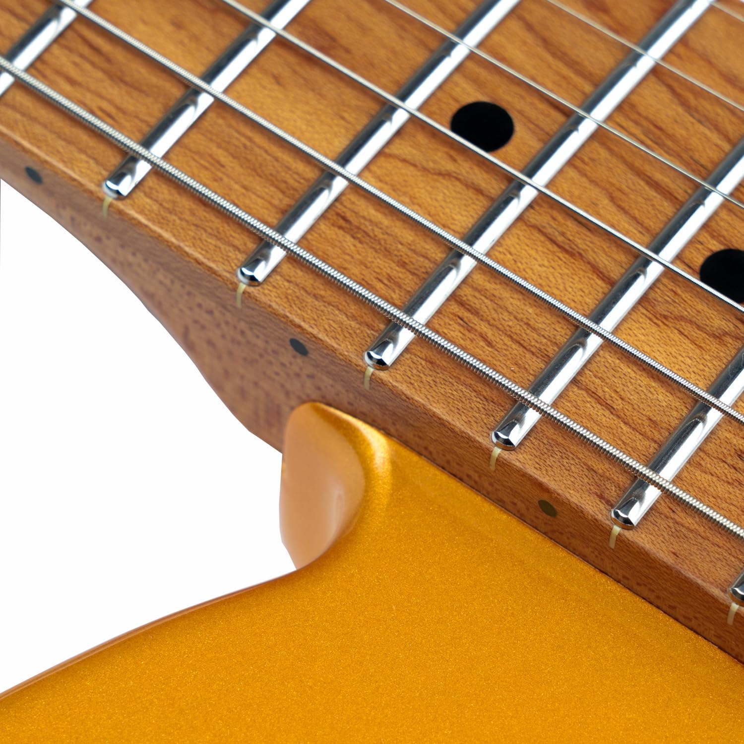 EART TL-380 6 String Solid-Body Electric Guitar Roasted Mahogany Body Maple Neck, Available in Gloss Finishes,Right