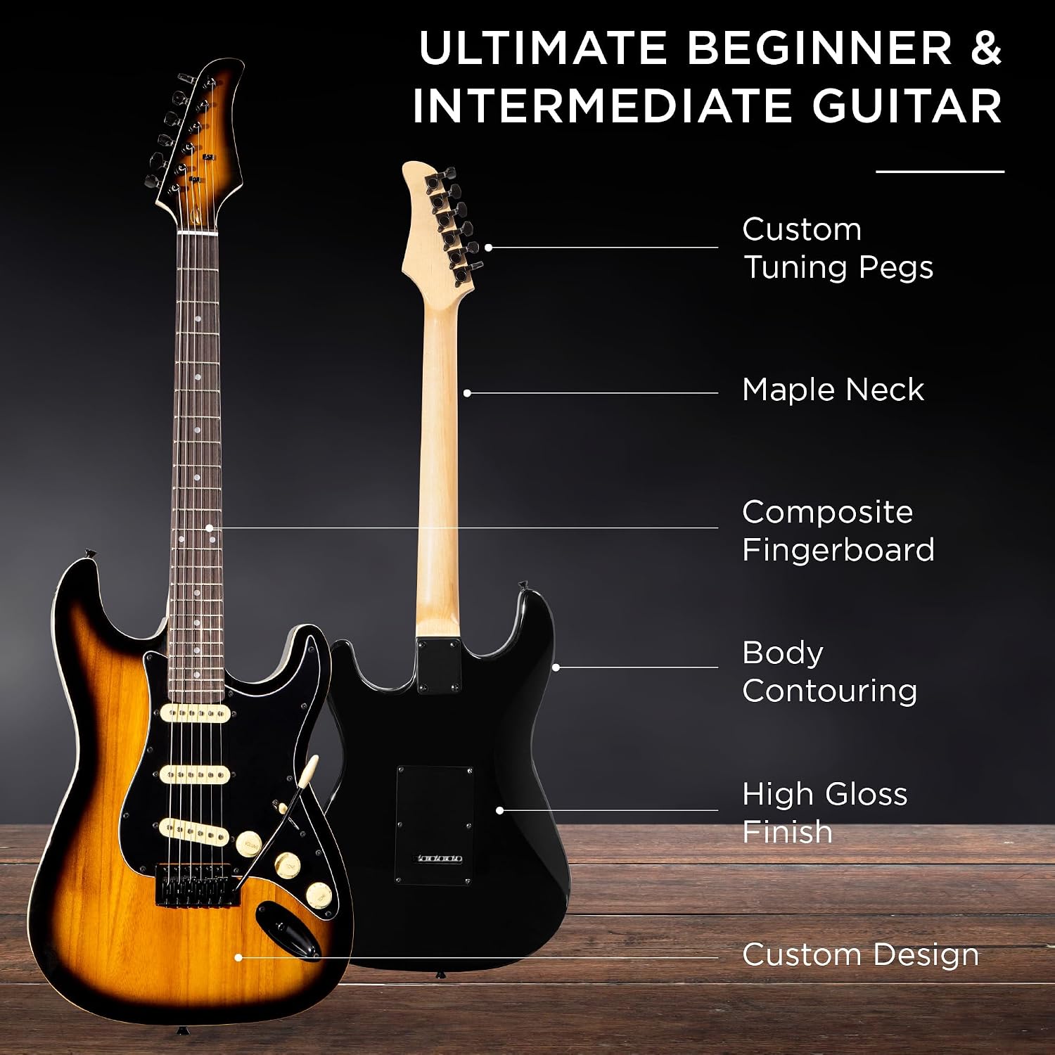 Best Choice Products 39in Full Size Beginner Electric Guitar Starter Kit w/Case, Strap, 10W Amp, Strings, Pick, Tremolo Bar - Sunburst
