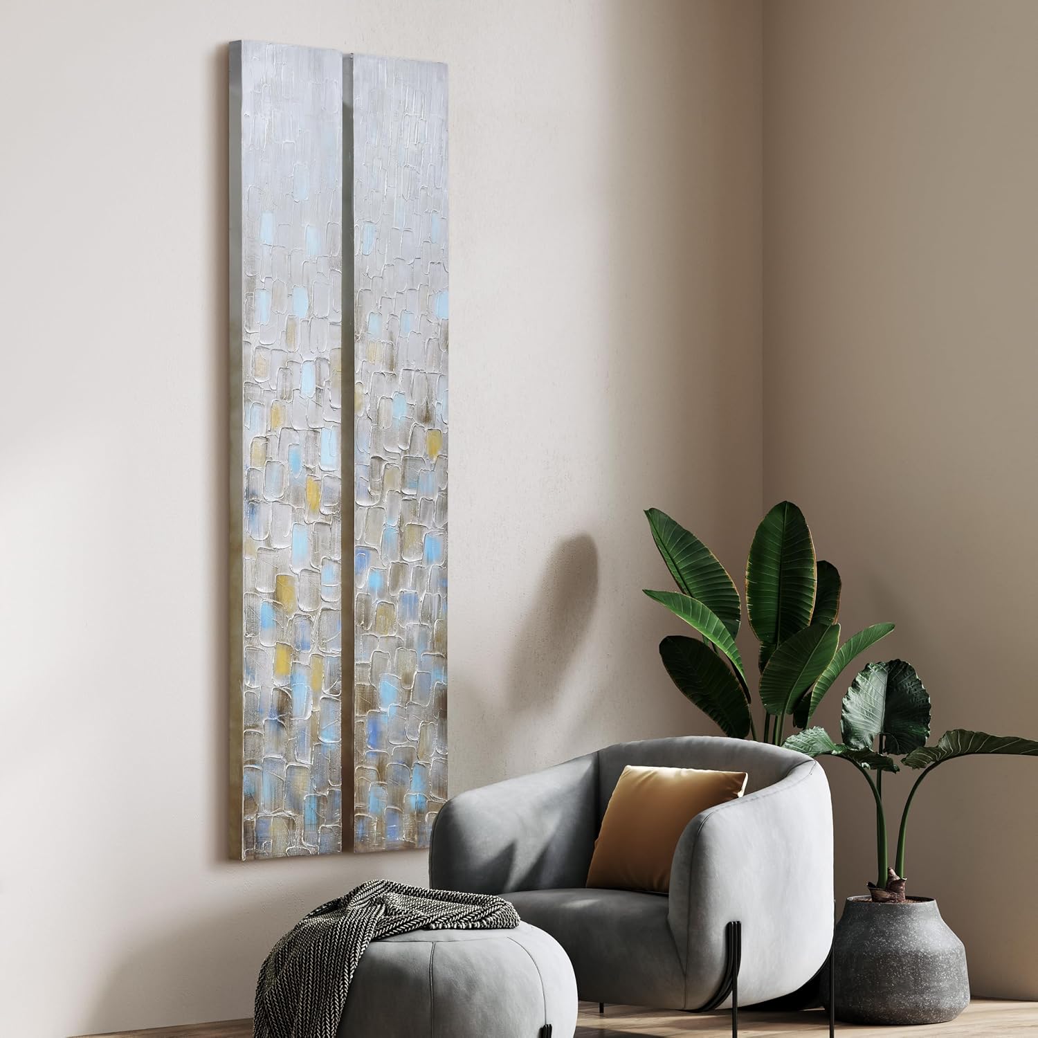 Empire Art Direct Abstract Wall Art Textured Hand Painted Canvas by Martin Edwards, Diptych, 72' x 12' each, Cosmopolitan