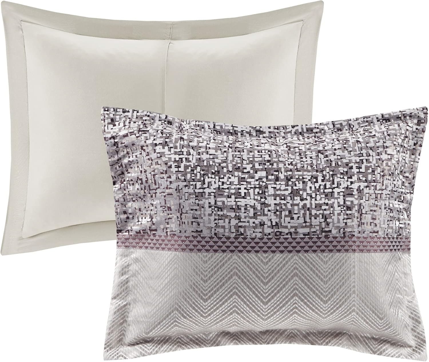 Madison Park Luxury Comforter Set-Traditional Jacquard Design, All Season Down Alternative Bedding, Matching Bedskirt, Decorative Pillows, King(104'x92'), Rhapsody, Striped Purple 7 Piece