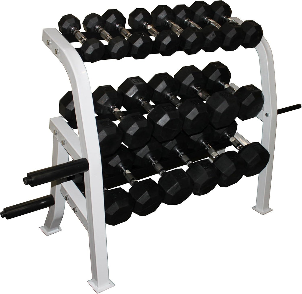 Ader Black Octagon Rubber Dumbbell Set with Rack