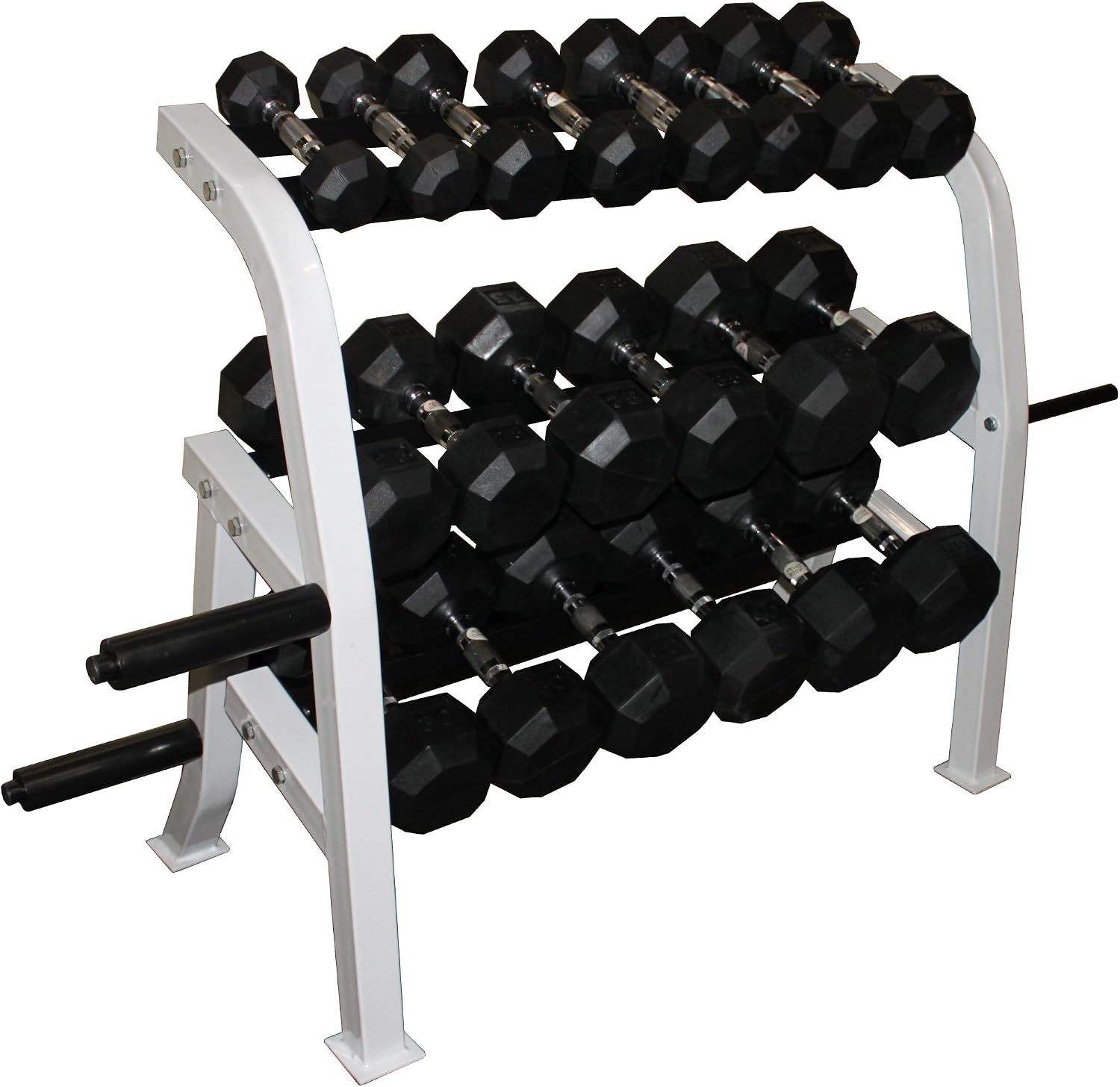Ader Black Octagon Rubber Dumbbell Set with Rack