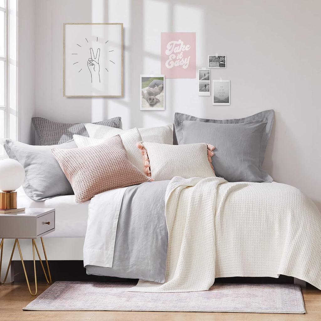 Levtex Home - Mills Waffle - Twin Quilt Set - Cream Cotton Waffle - Quilt Size (68 x 86in.), Sham Size (26 x 20in.)