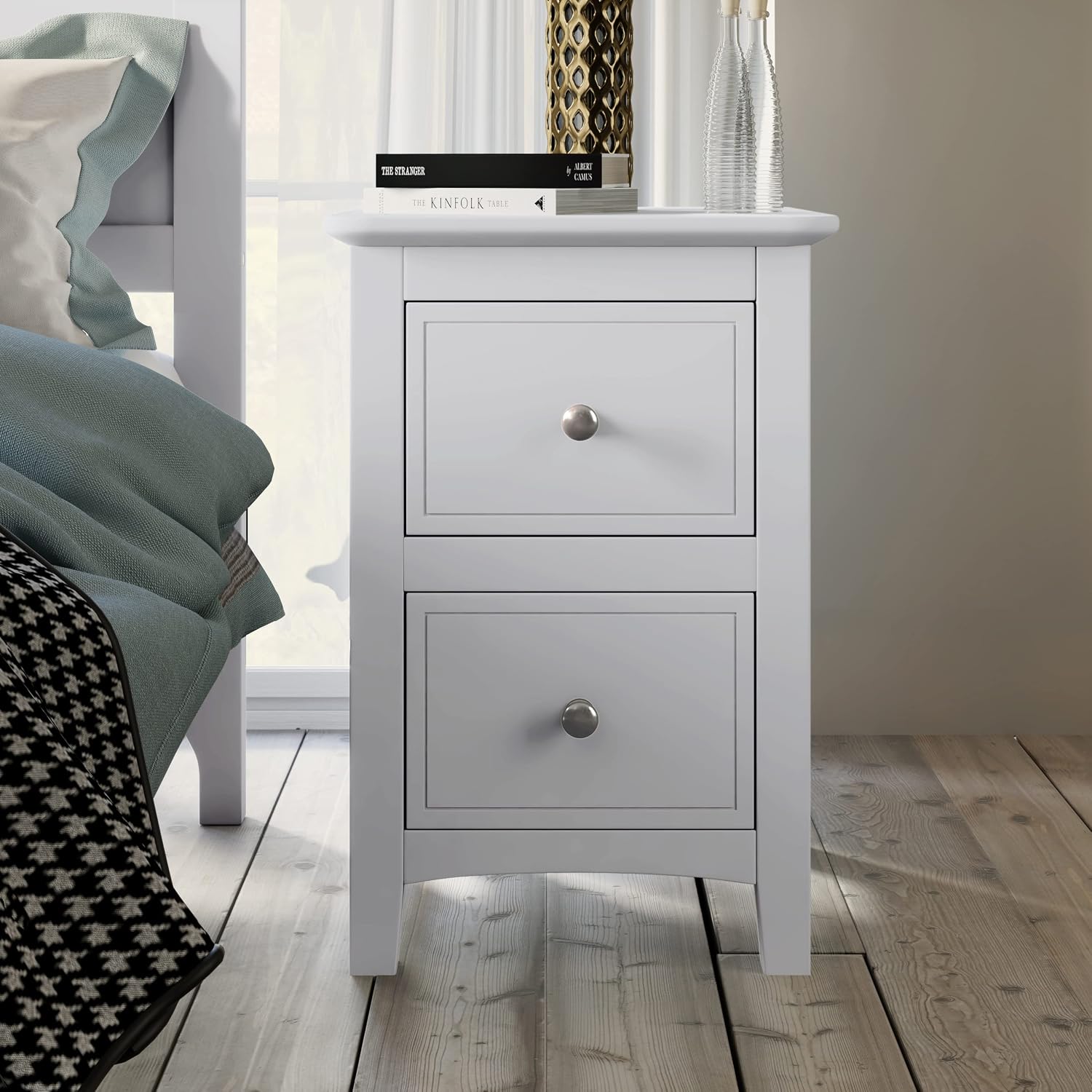 White Solid Wood 3 Pcs King Bedroom Sets