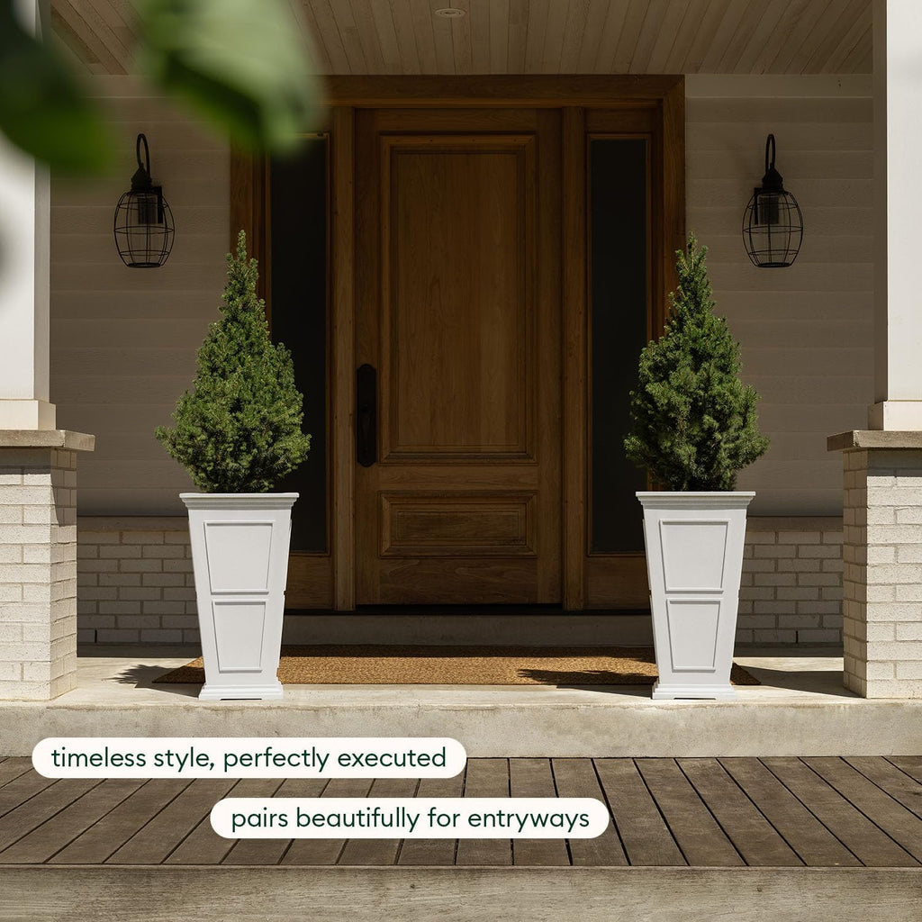 Veradek Brixton Series Tall Planter - Large Outdoor Planter for Front Porch/Patio | Crack-Resistant Plastic for All-Weather Use | Classic Estate Design for Tall Plants, Flowers, Trees