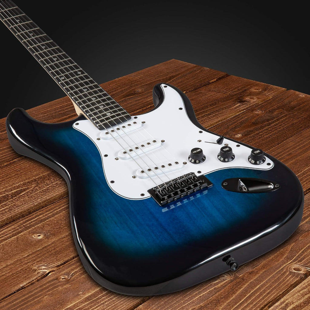 LyxPro CS 39' Electric Guitar Kit for Beginner, Intermediate & Pro Players with Guitar, Amp Cable, 6 Picks & Learner's Guide | Solid Wood Body, Volume/Tone Controls, 5-Way Pickup - Blue