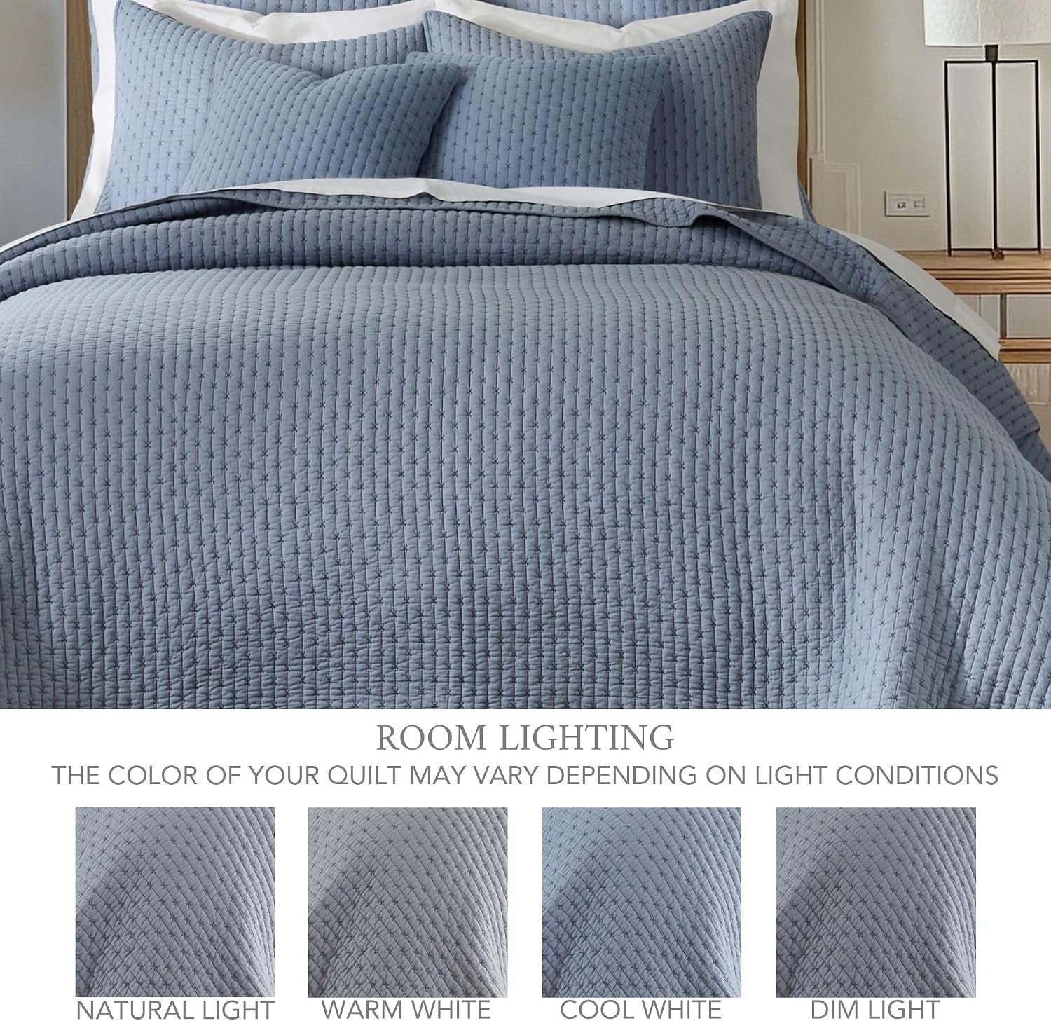 Levtex Home - Cross Stitch Bedspread Set - King Bedspread and Two King Shams - Cross Stitch Pattern - Bedspread (120x104in.) and Sham (20x36in.) - Cotton