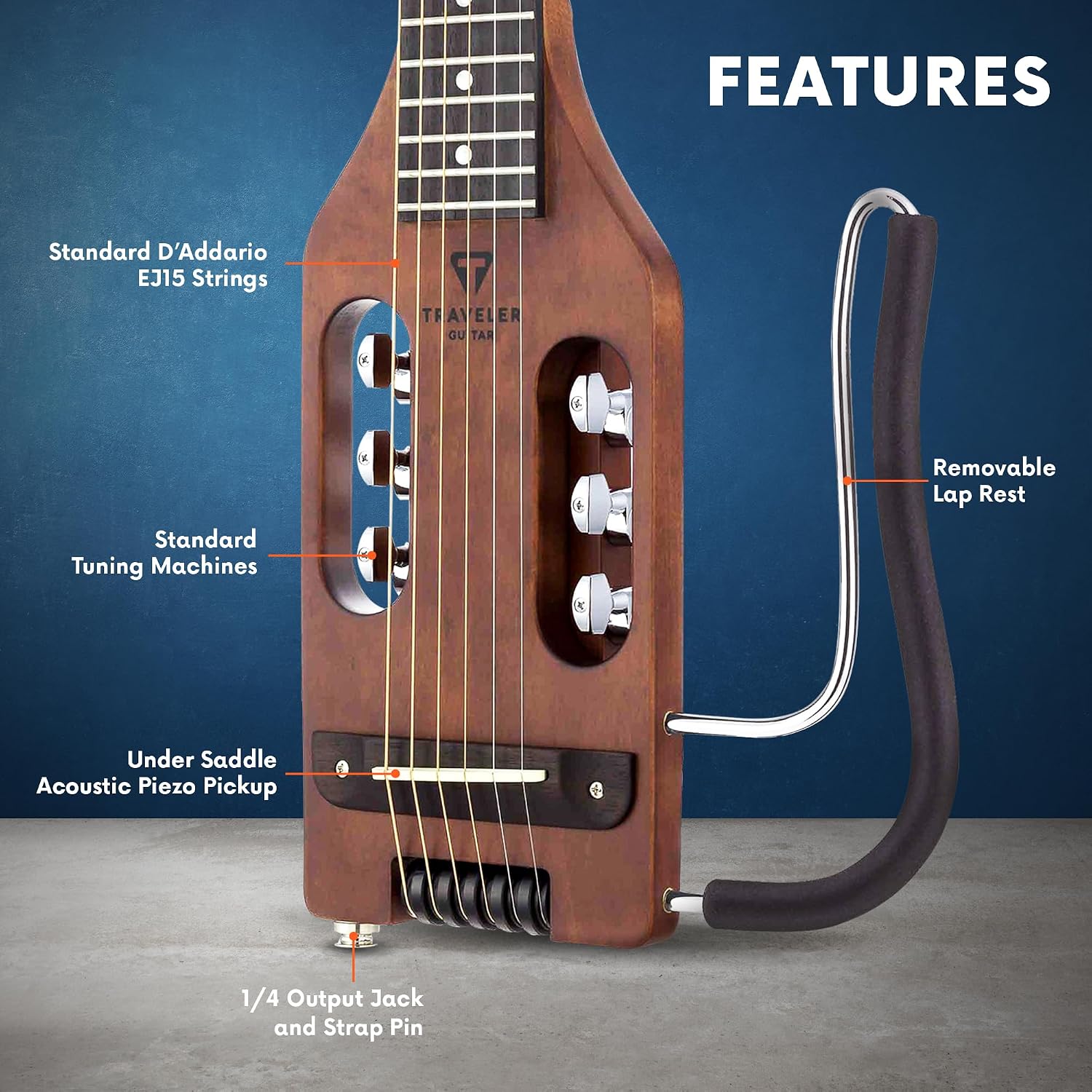 Traveler Guitar Ultra-Light Acoustic Acoustic-Electric Guitar, Antique Brown