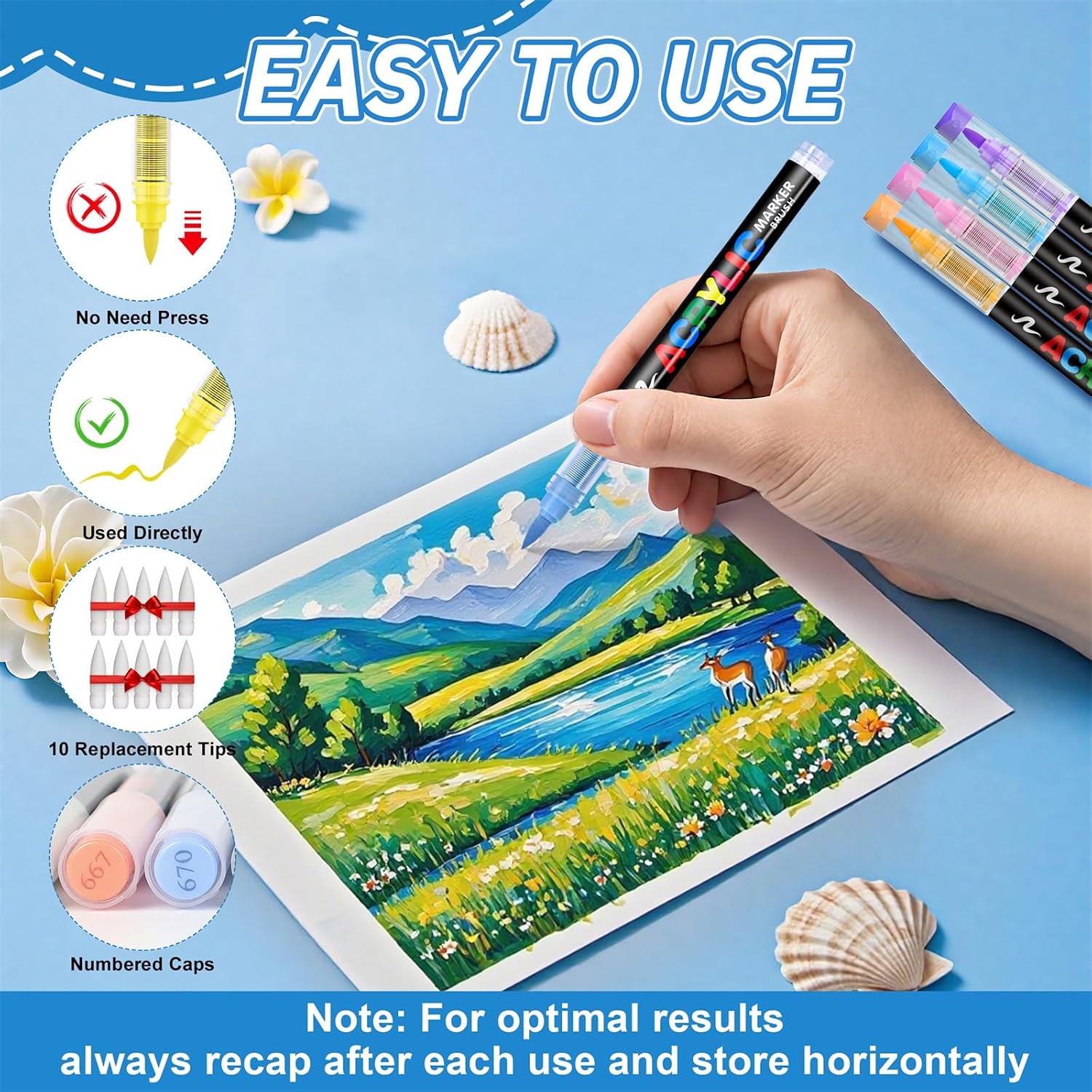 Guangna 288 Acrylic Paint Markers, Brush Tip Acrylic Paint Pens, Quick-Drying Waterproof Ink, for Rock Painting Plastic Wood Canvas Glass Ceramic Metal Art Crafts Supplies Gift