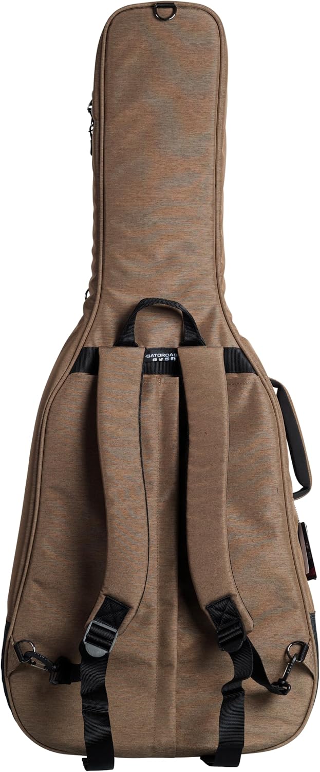 Gator Cases Transit Series Lightweight Acoustic Guitar Gig Bag with Back Pack Straps and Rubberized Base, Tan Exterior (GT-ACOUSTIC-TAN)
