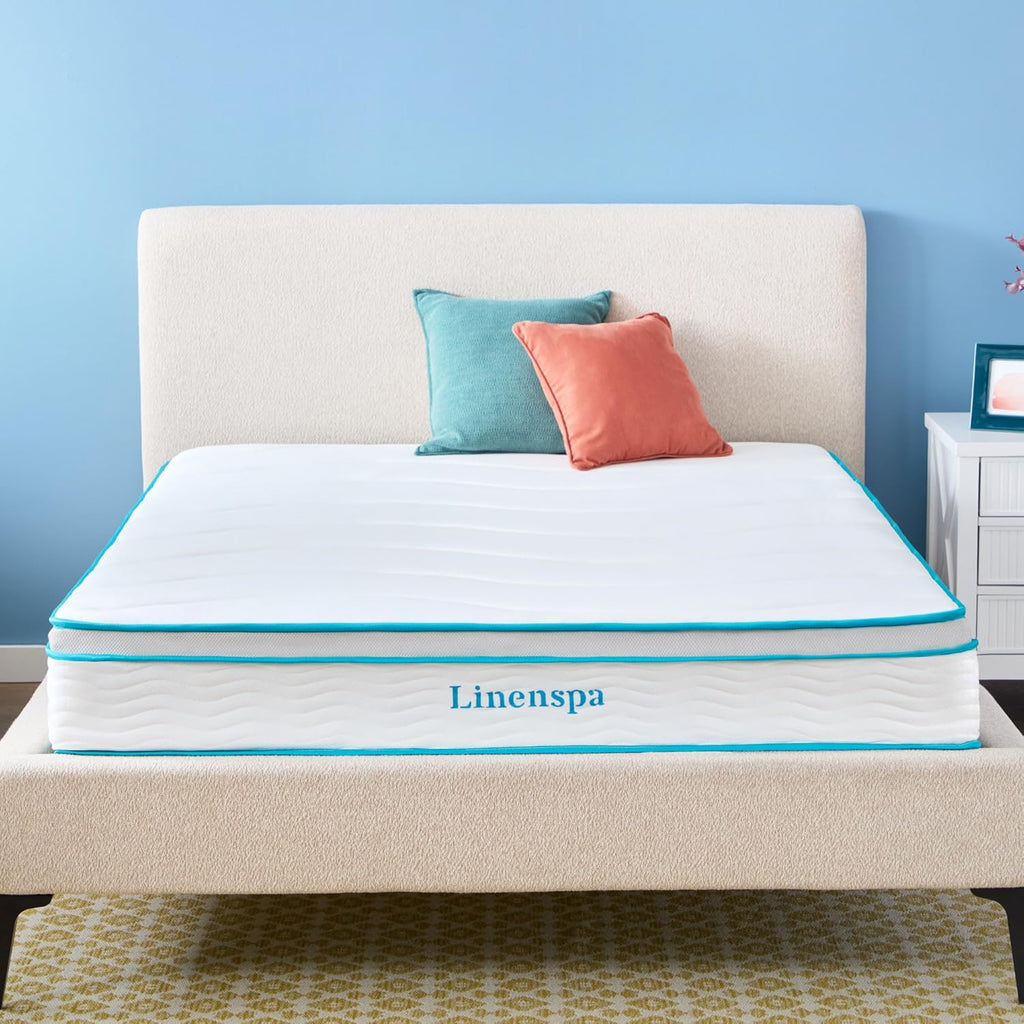 Linenspa 10 Inch Memory Foam and Spring Hybrid Mattress - Medium Feel - Bed in a Box - Quality Comfort and Adaptive Support - Breathable - Cooling - Perfect for a Guest Bedroom - Queen Size