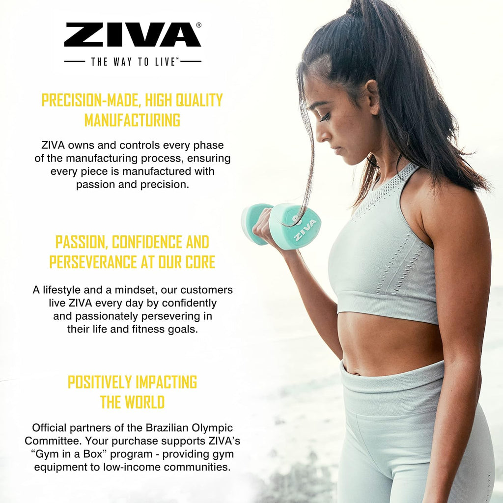 ZIVA RPU Tribell Dumbbell Pair – Premium Urethane-Coated Hand Weights with Ergonomic textured Grip & Steel Core – 2–20 lb Sets in Multiple Colors for Strength Training