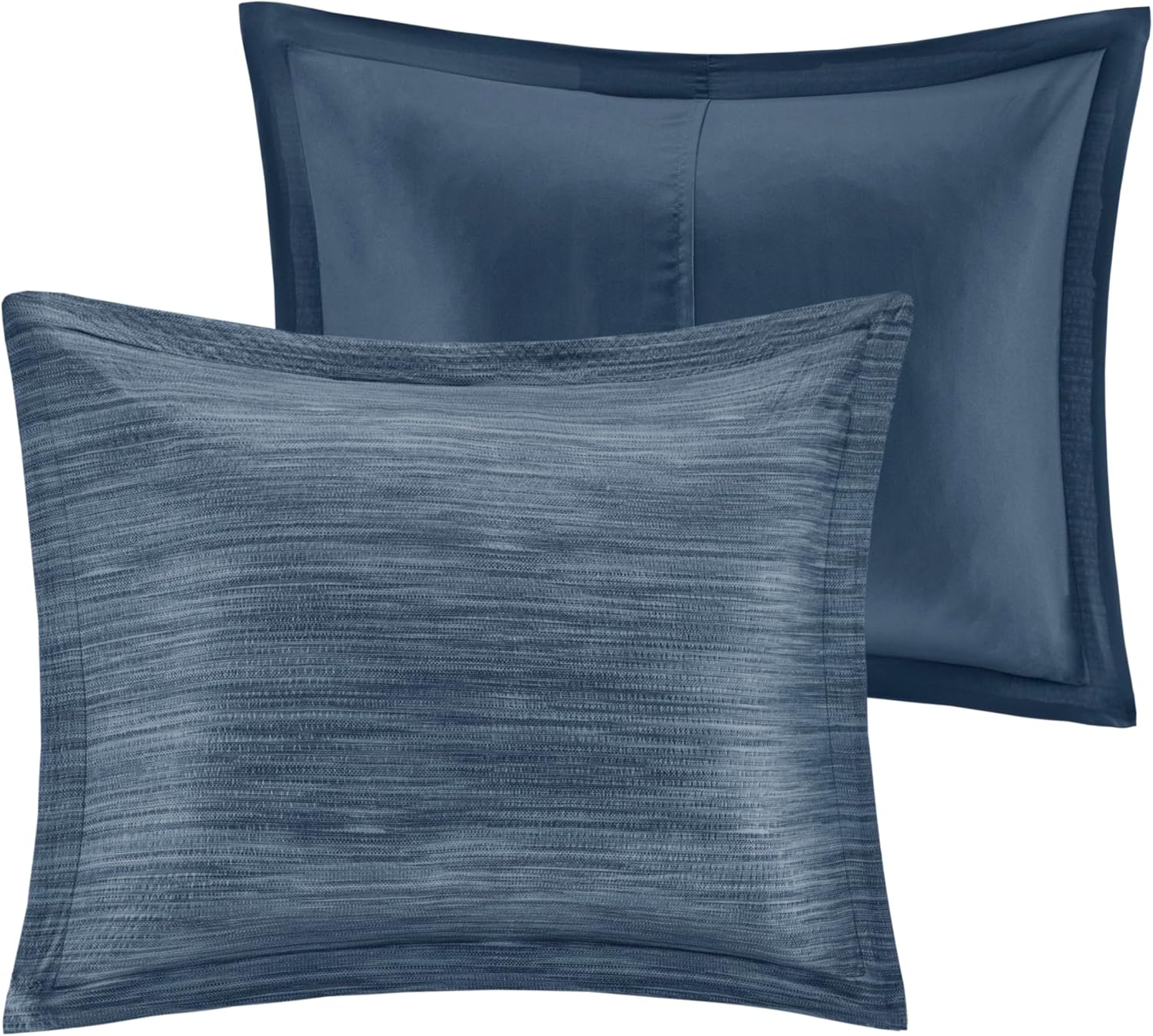 Madison Park Walter Comforter - Luxe Seersucker Print Design, All Season Down Alternative Bedding, Matching Shams, Bedskirt, Decorative Pillows, Navy Cal King(104'x92') 7 Piece