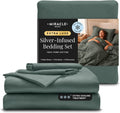 Miracle Made Extra Luxe Soft Cooling Bed Sheet Set, 4-piece Silver-Infused Cotton Fabric – Lightweight, Hypoallergenic Bedding for Hot Sleepers, King Size, Sage Green