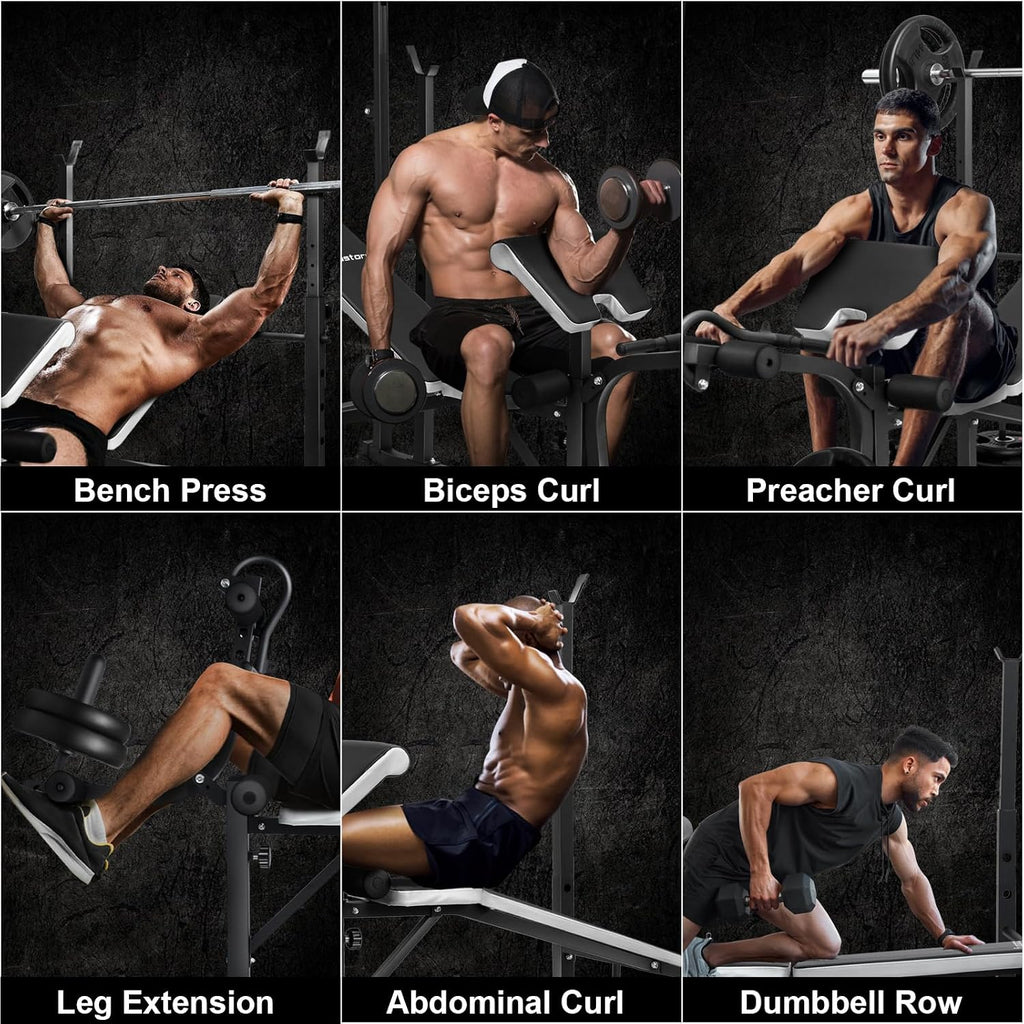 Olympic adjustable Weight Bench Set, Workout Equipment for Home Workouts, Bench Press with Preacher Curl, Leg Developer, Home Gym Full Body Workout
