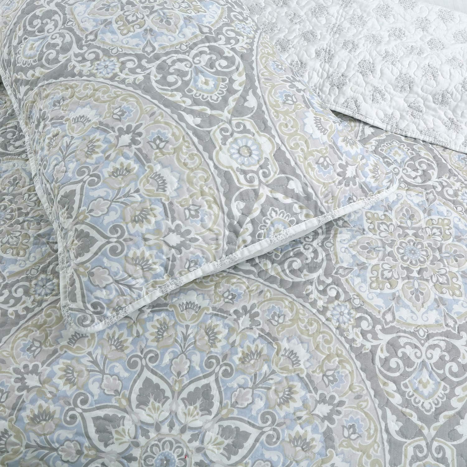 Suzani Reversible Quilt Set 3 Pcs Bedding Set Bedroom Bed Set 100% Cotton Full/Queen Size