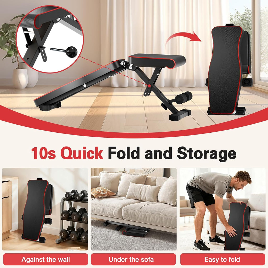 2026 ALSO GO New Adjustable Weight Bench, Workout Benches with Leg Extension, Foldable Incline Decline Bench Press, Roman Chair, Full Body Strength Training Equipment for Home Gym