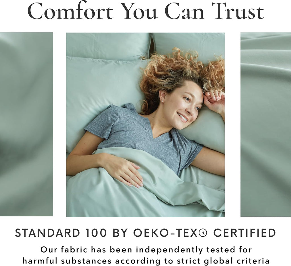 Bamboo Bay 6 Piece Full Size Sheet Set, 100% Viscose Made from Bamboo, Breathable, Ultra Soft Cooling Bed Sheets for Hot Sleepers, Beddings with Deep Pockets Fit 16' Mattress, Sage Green