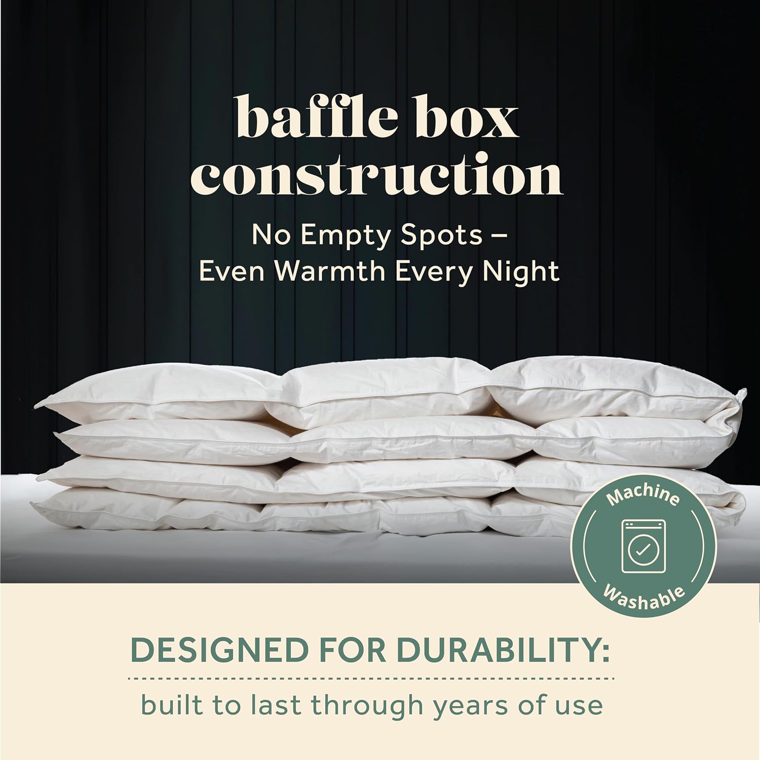 ComfyDown Goose Down White Comforter - Made in USA - 100% Egyptian Cotton Cover, 800+ Fill Power, Light Weight, All Season Washable Duvet Insert with Corner tabs - King