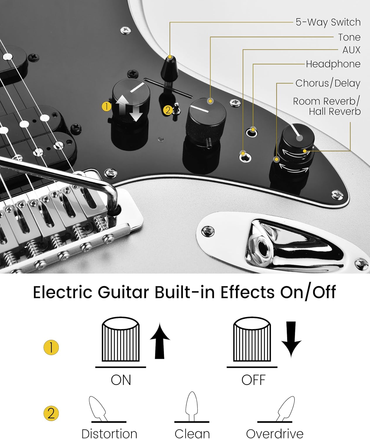 Leo Jaymz Character Series Electric Guitar with Roasted Maple Neck, SSH Active Pickups, Built-in Multi-Effects & Vintage Tremolo(Matte Silver)