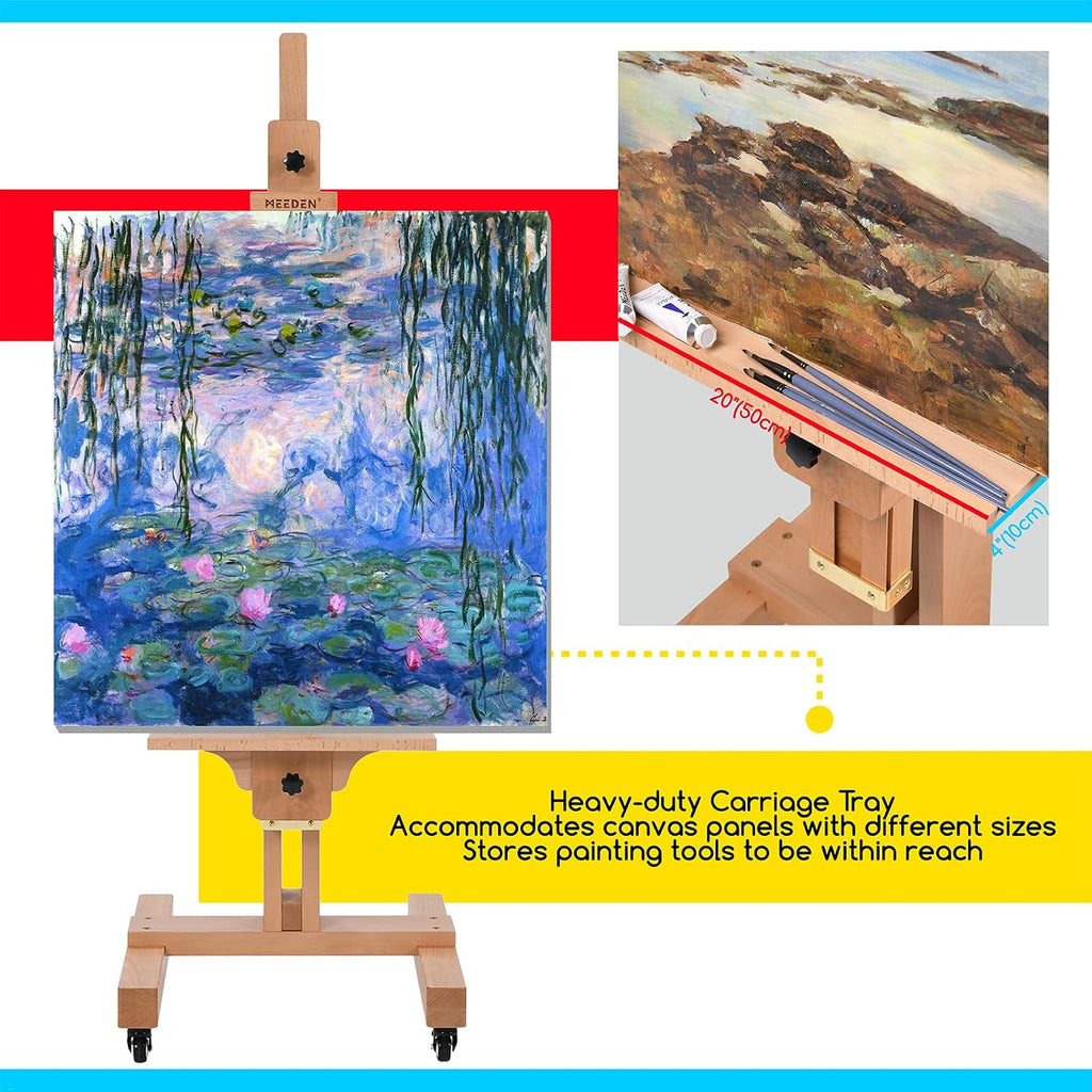MEEDEN Large Art Easel for Painting: Solid Beech Wood Heavy Duty Artist Easel for Adults Beginner Painters - Professional Painting Easel with Tilts Flat can Holds Canvas Art Up to 71' for Art Studio