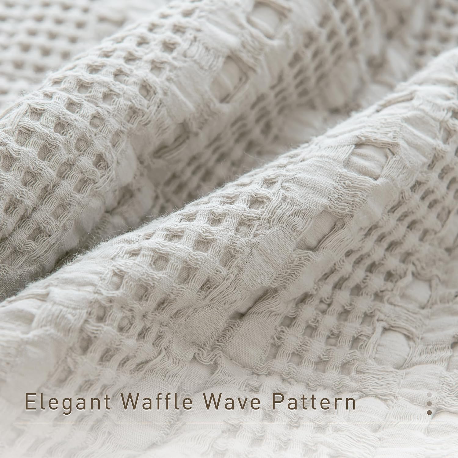 CozyTide Queen Quilt Set 90'x98',Khaki Waffle Weave Cotton Bedspread 3 Pieces Farmhouse Shabby Queen Quilt Bedding Set Lightweight Luxury Bedspreads & Coverlets Ultra Soft