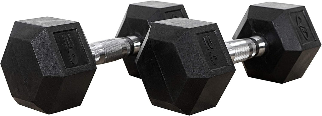 Valor Fitness Rubber Hex Dumbbell Free Weights for Home Gym Workout Equipment for Strength Training