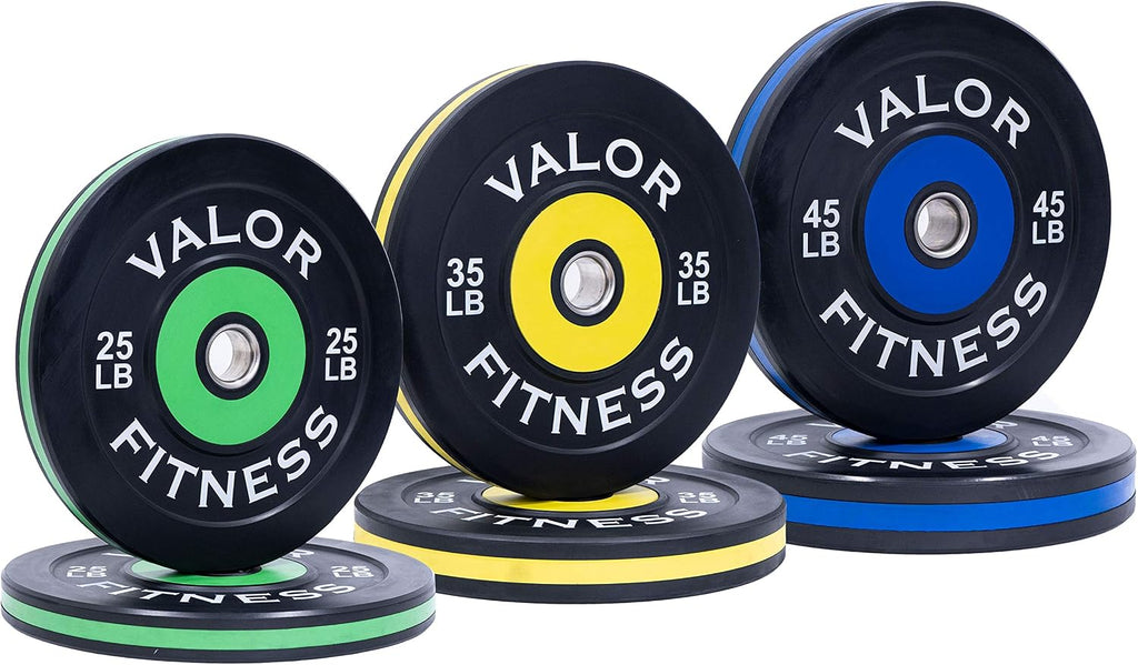 Valor Fitness Olympic Bumper Plate Pro - Weight Plates - Lifting Strength Conditioning Cross Training Workouts – Sold in Singles, Pairs, Sets - Workout Equipment