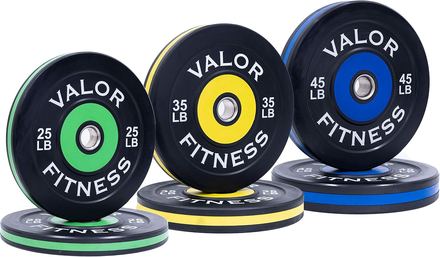 Valor Fitness Olympic Bumper Plate Pro - Weight Plates - Lifting Strength Conditioning Cross Training Workouts – Sold in Singles, Pairs, Sets - Workout Equipment