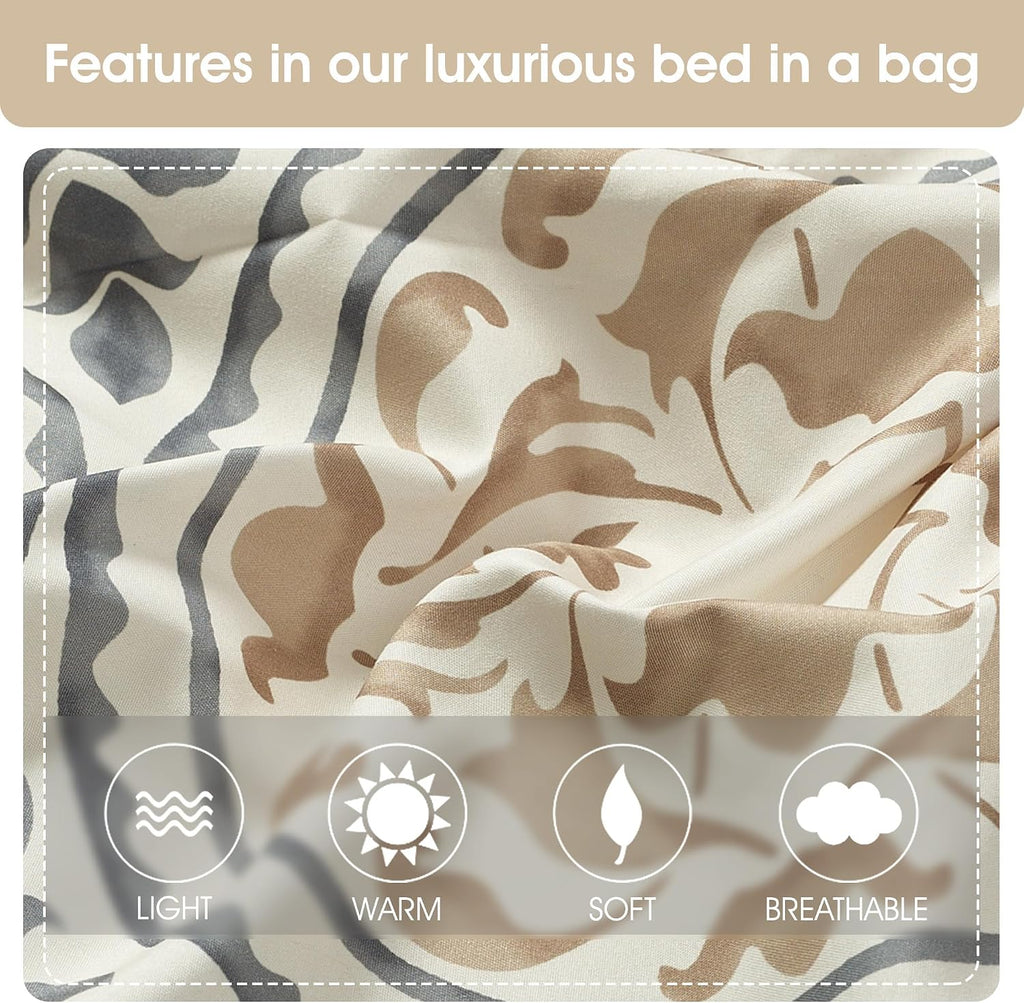 Grand Avenue 7 Piece Multi-Color Flora Comforter Sets,King Size All Season Bedding Sets, Home Decor, Microfiber Print, Premium Lightweight Microfiber, Matching Decorative Pillow, Shams & Bedskirt