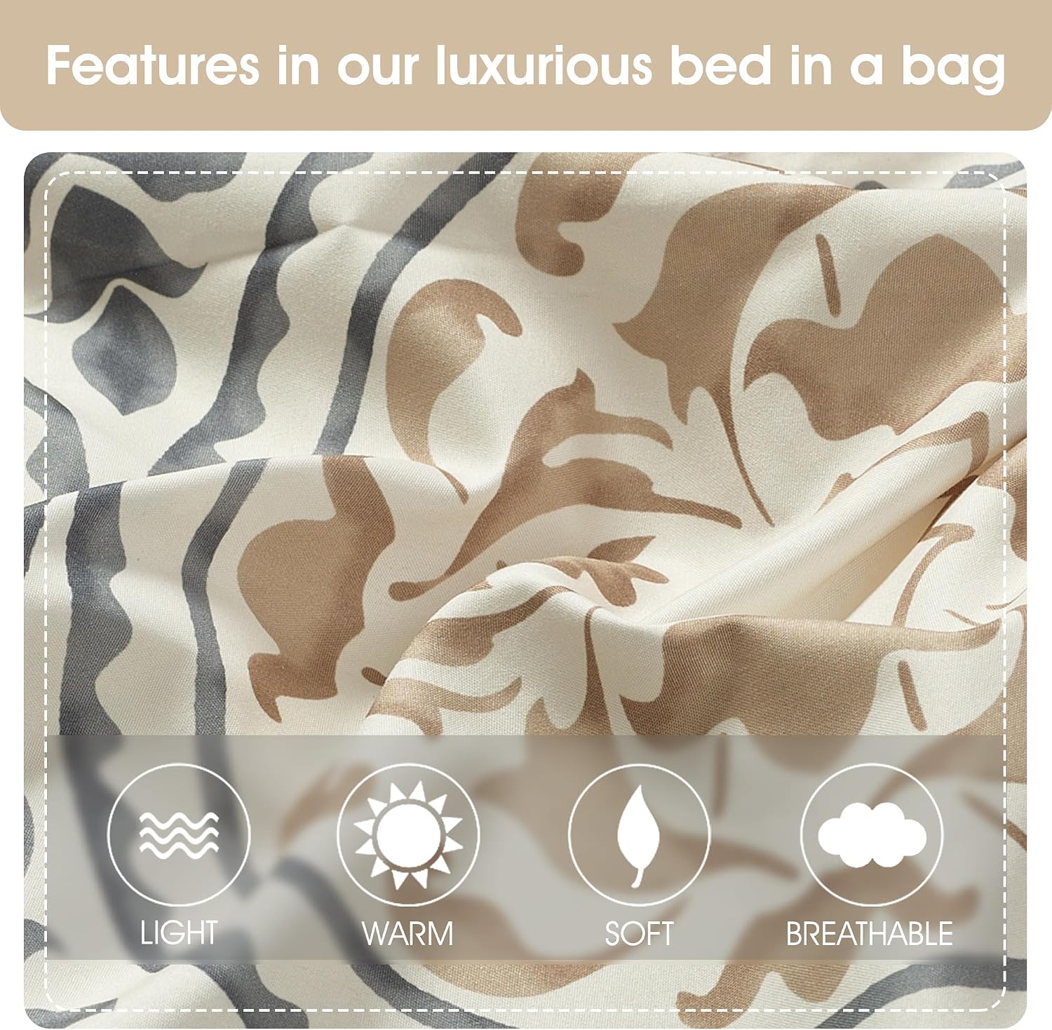 Grand Avenue Multi-Color Cal King Comforter Set, 7 Piece, Microfiber Print Bedding Sets & Collections, Pillow Shams Bedskirt, Home Decor