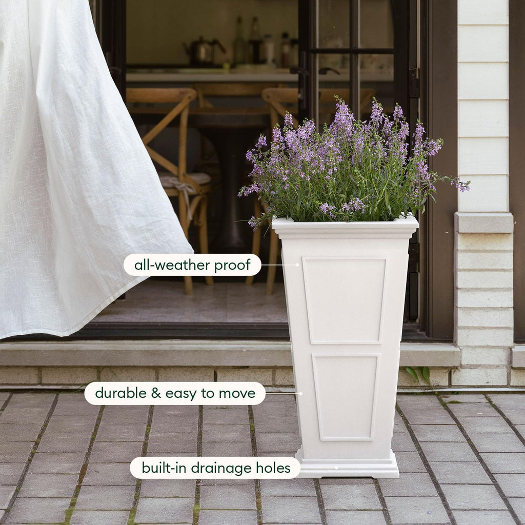 Veradek Brixton Series Tall Planter - Large Outdoor Planter for Front Porch/Patio | Crack-Resistant Plastic for All-Weather Use | Classic Estate Design for Tall Plants, Flowers, Trees