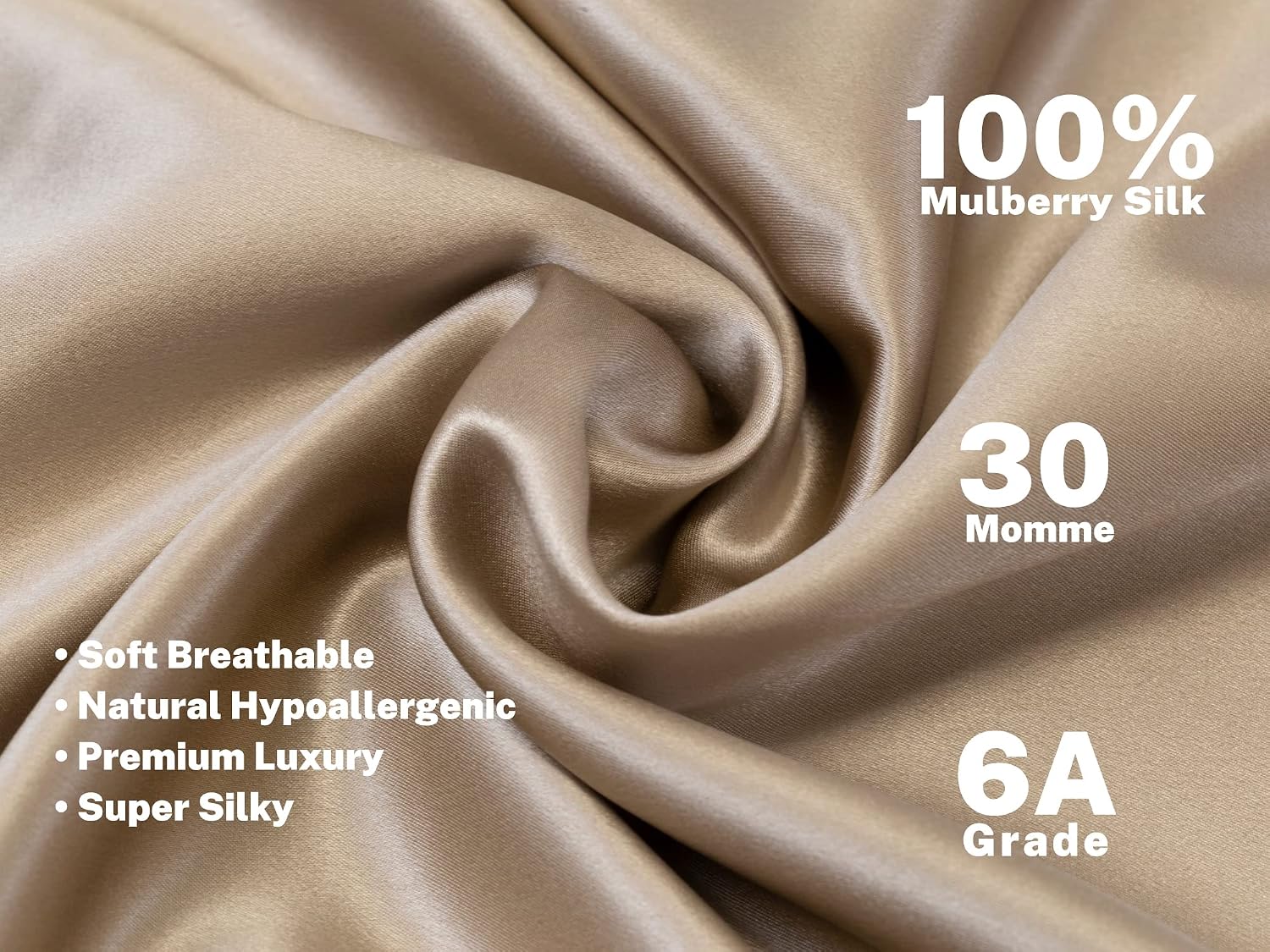 Silk Pillow Cases 2 Pack - 30 Momme Grade 6A Pure Mulberry Silk with Zipper - Cooling Hypoallergenic for Hair & Skin (Taupe, King)