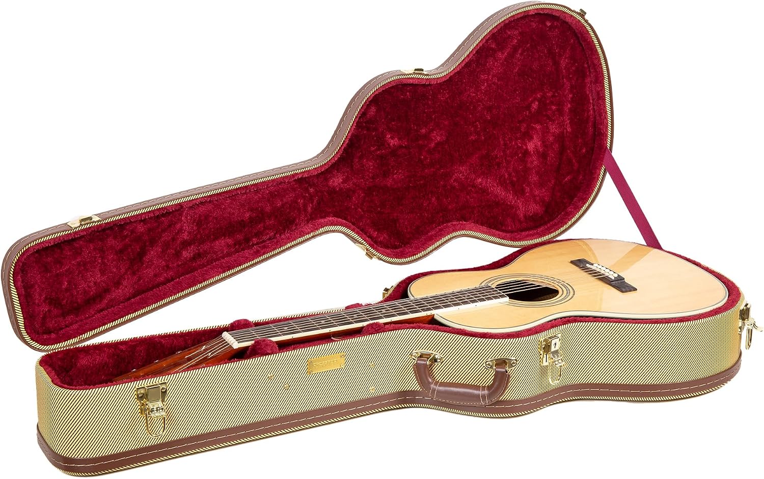 Crossrock Hard-Shell Wooden Case fits 12-Fret 00 Style Acoustic Guitar-Vinyl Tweed (CRW620-0012TW)