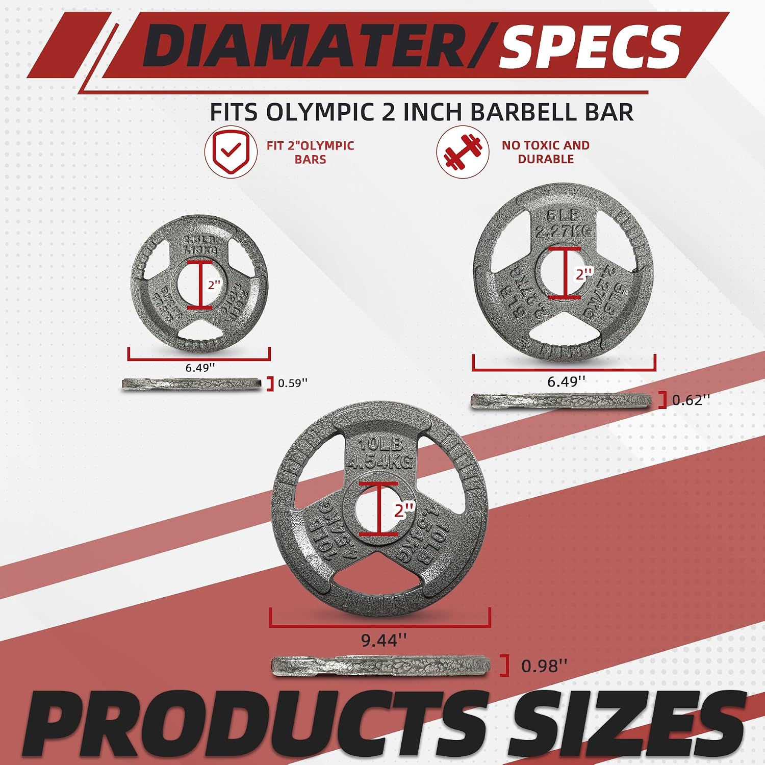 Signature Fitness 2-Inch Cast Iron Barbell Sets