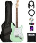Fender Squier Stratocaster Electric Guitar - Surf Green Bundle with Amplifier, Gig Bag, Cable, Strap, Picks, and Austin Bazaar Instructional Video