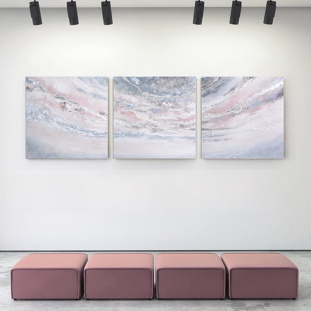 Empire Art Direct Abstract Wall Art Textured Hand Painted Canvas by Martin Edwards, Triptych, 32' x 32' each, Heavens 1