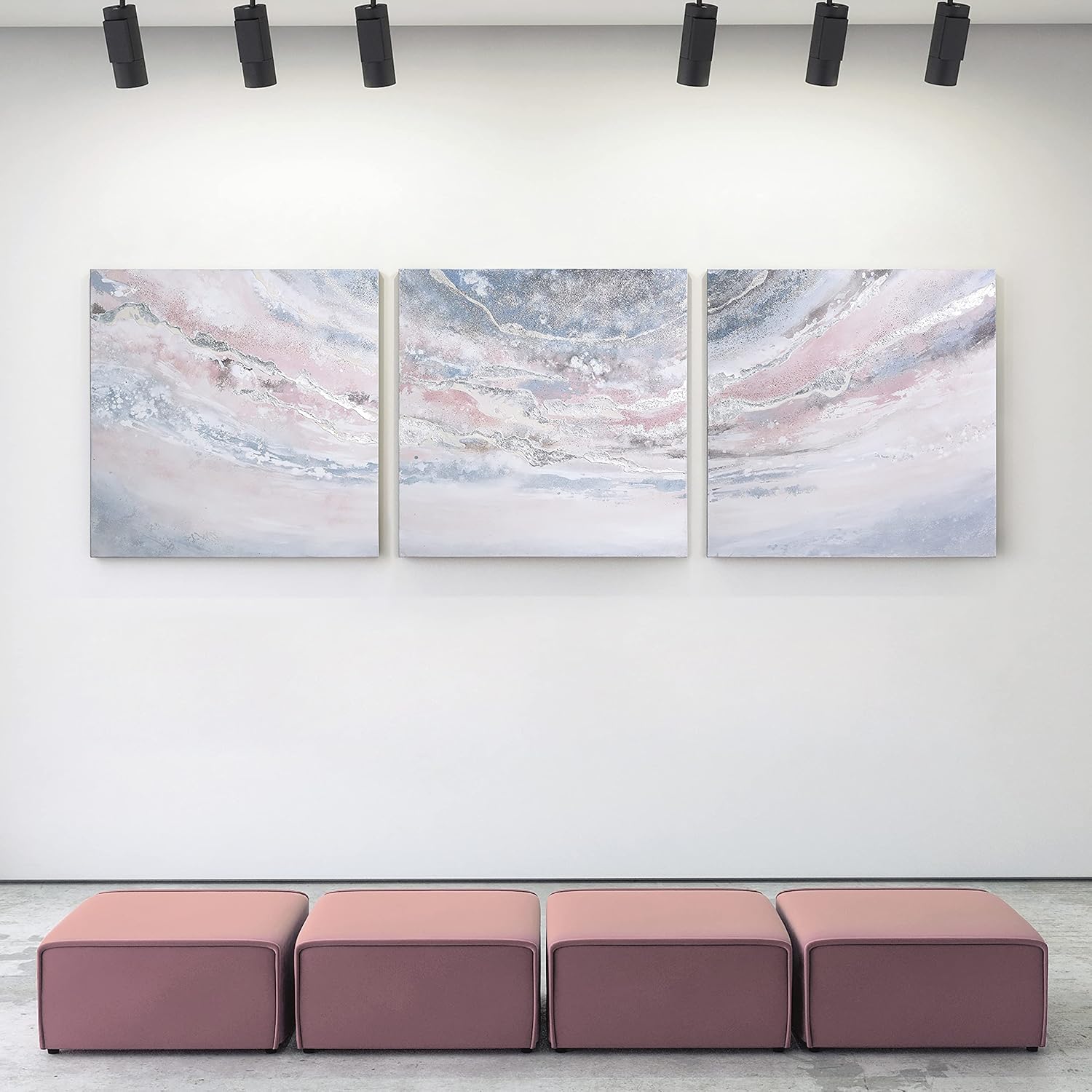 Empire Art Direct Abstract Wall Art Textured Hand Painted Canvas by Martin Edwards, Triptych, 32' x 32' each, Heavens 1