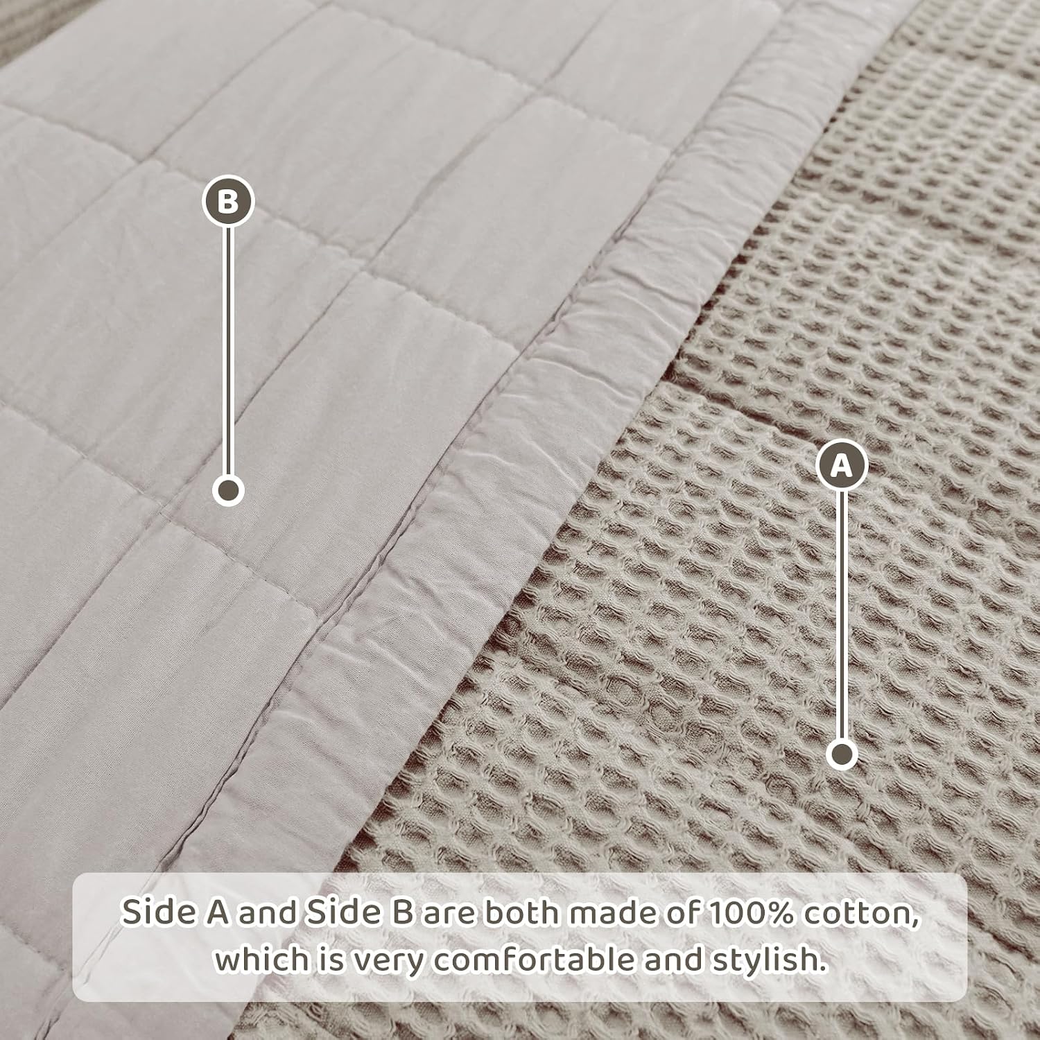 Sanracie Oversized King Bedspread(120'x120'), Cotton Waffle Weave Quilt Set 3Pcs Soft Lightweight Farmhouse Oversized King Quilt Bedding Set,Luxury Bedding Coverlet for All Seasons
