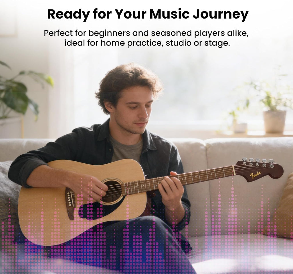 Fender California Redondo Dreadnought Acoustic Guitar - Natural Bundle with Gig Bag, Strap, Strings, Picks, and Austin Bazaar Instructional Video