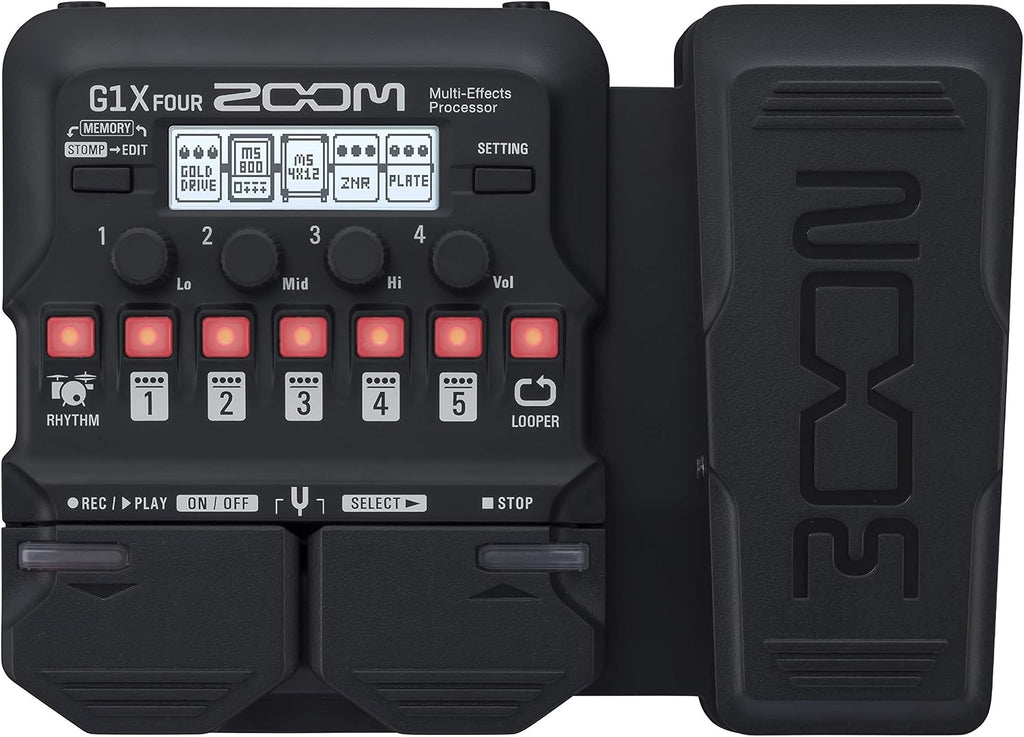 Zoom G1X FOUR Guitar Multi-Effects Processor with Expression Pedal, 70+ Effects & Amp Modeling, Looper, Rhythm Section, Tuner, Battery Powered