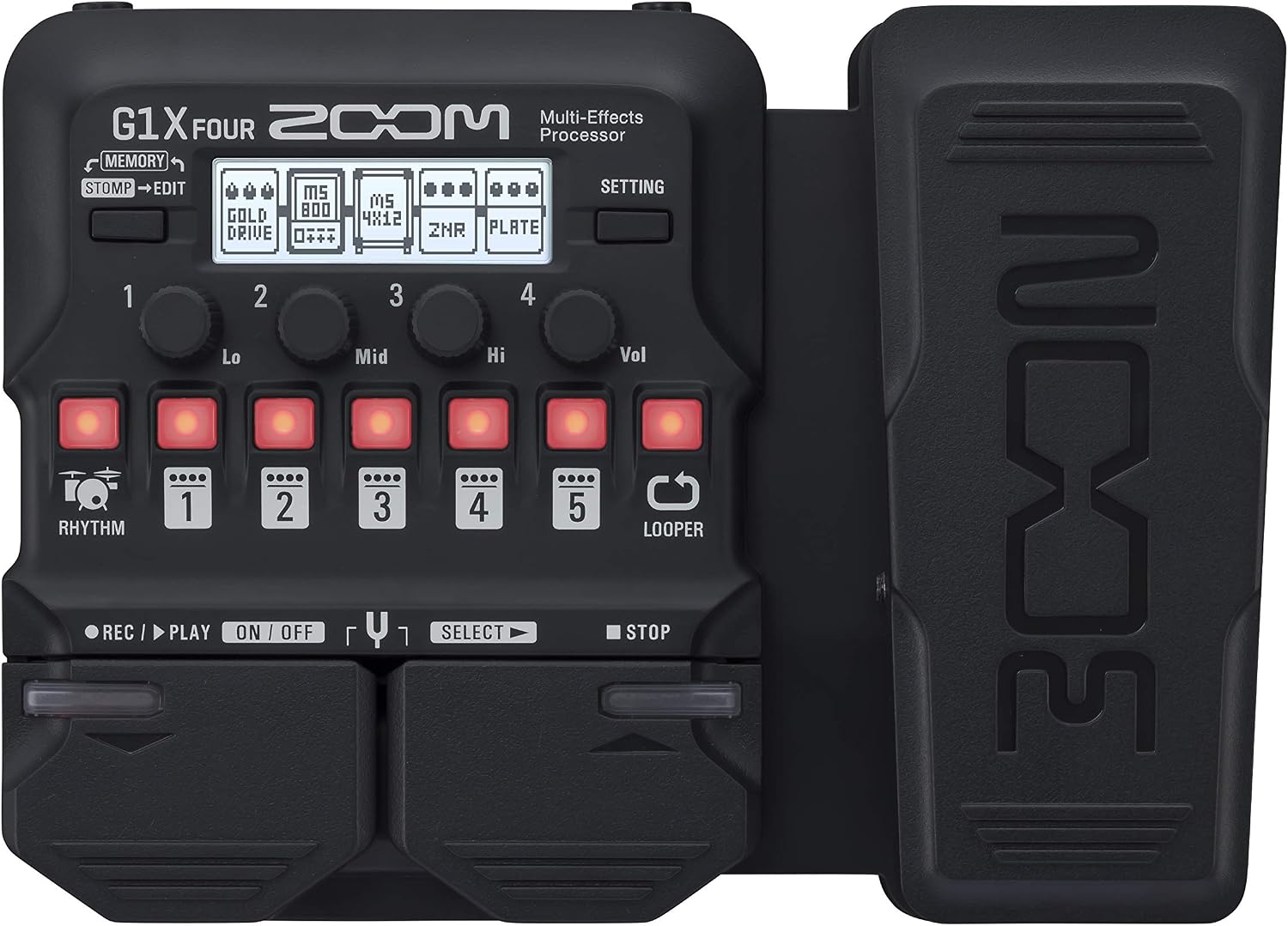 Zoom G1X FOUR Guitar Multi-Effects Processor with Expression Pedal, 70+ Effects & Amp Modeling, Looper, Rhythm Section, Tuner, Battery Powered